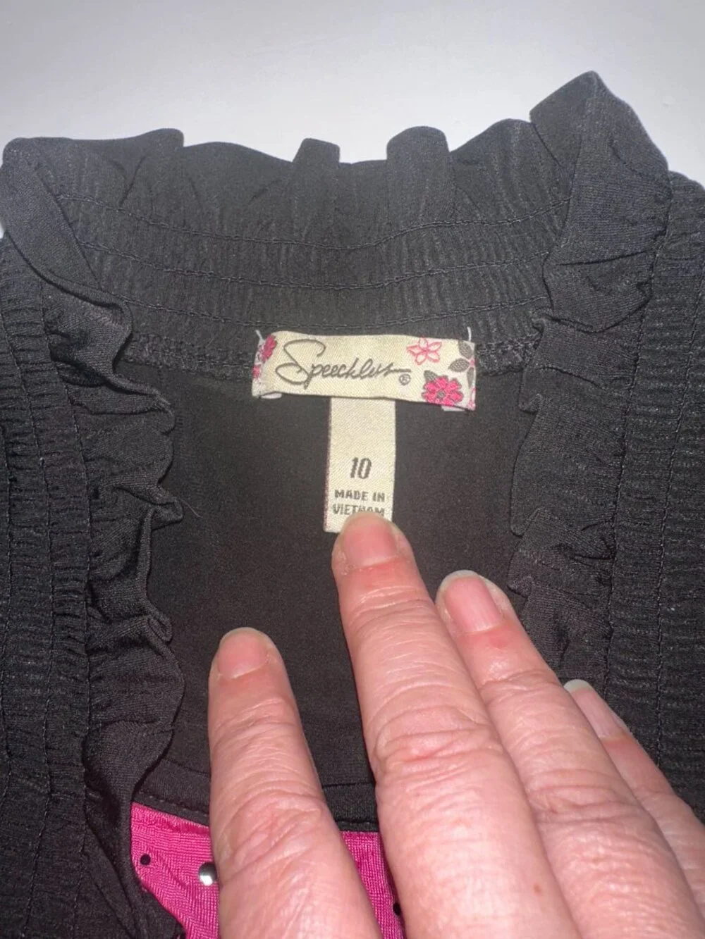 SPEECHLESS Black & Pink Sparkle Ruffle Dress w/attached jacket Girls Size 10